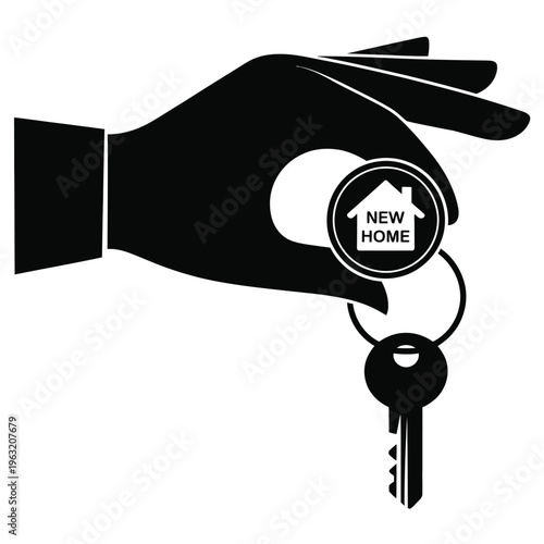 Hand holding key symbol of success vector illustration