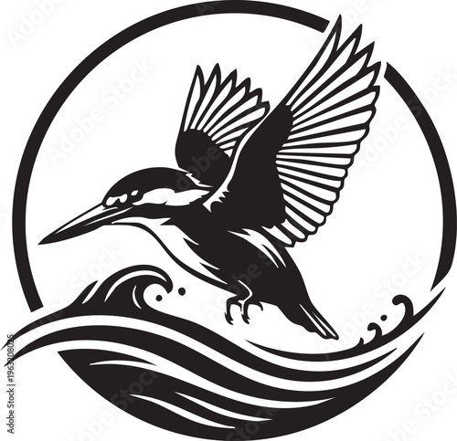 Kingfisher Bird Diving into Water