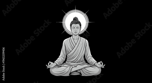 Buddha statue in meditation position.