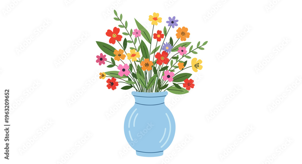 Obraz premium Colorful Flowers in Blue Vase.