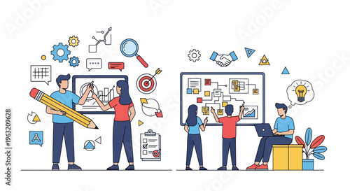 Business people working with charts.