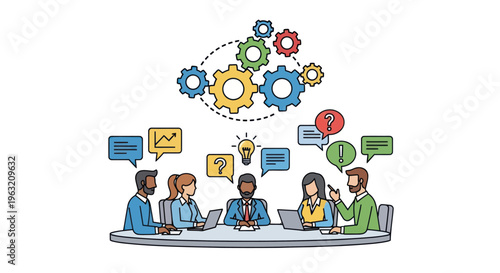 Business people discussing ideas together.