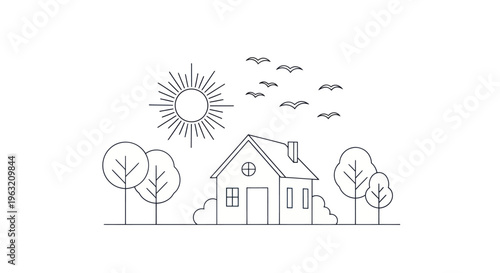 Simple line drawing of a house.