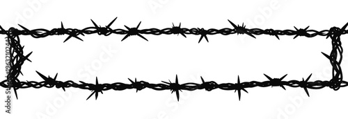 barbed wire rectangular frame silhouette with sharp spikes rustic western border design