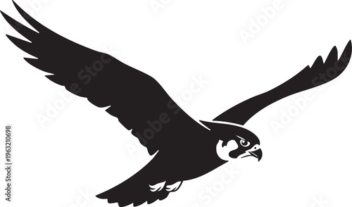 Flying Peregrine Falcon Predator Bird Silhouette Vector