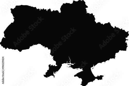 Ukraine black border map vector
