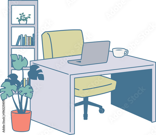 オフィスのデスクのイラスト