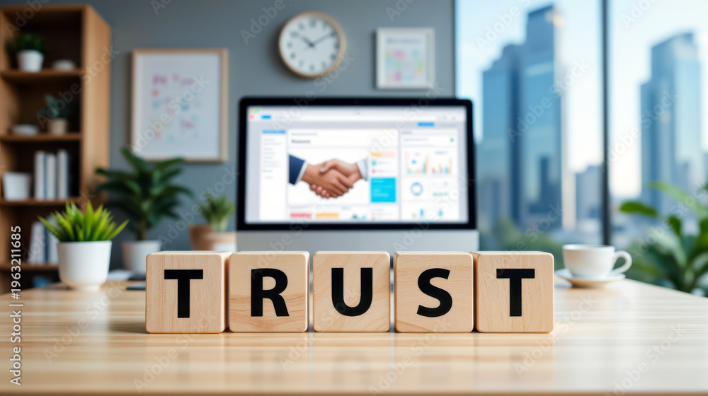 Fototapeta premium Trust based partnership strategy for secure business growth, strengthening buyer confidence in financial service legal support and long term reputation management across competitive market