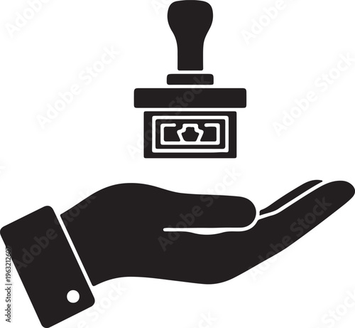 A hand receiving an approved stamp