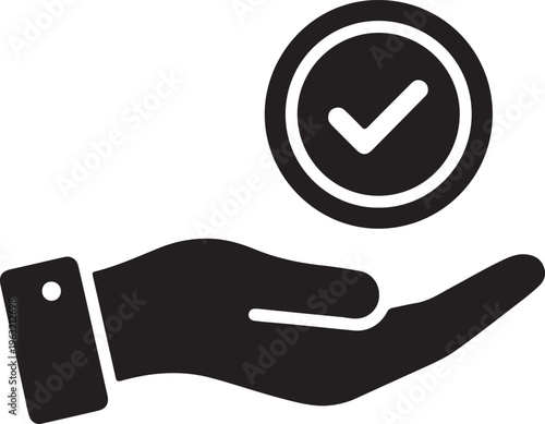 A hand with a checkmark above it symbolizing approval or confirmation