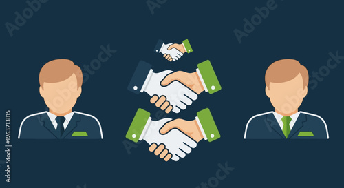 Businessmen shaking hands in agreement.