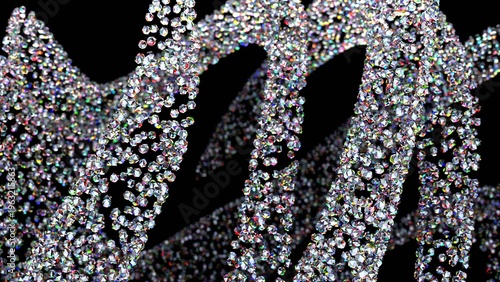 Bilde på lerret Twisted Surface Covered with Sparkling Diamonds – Luxury Abstract 3D Render