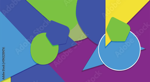 Colorful abstract design with geometric shapes and soft shadows