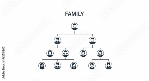 Family relationship chart with connected people icons