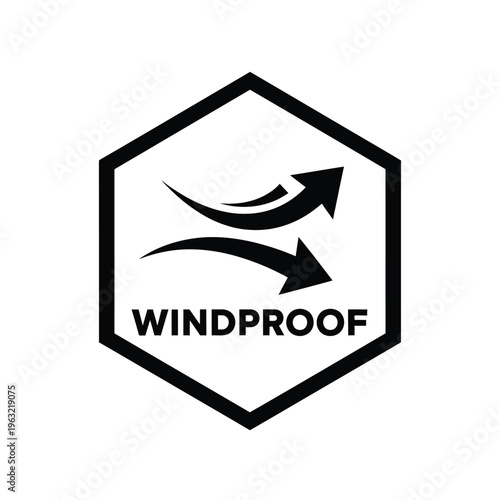 Windproof vector illustration logo design with hexagon shape and arrows