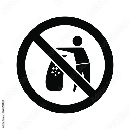 Vector illustration of no littering sign prohibiting trash throwing