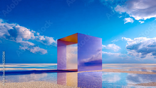 Arche ne métal sur le sable avec ciel bleu