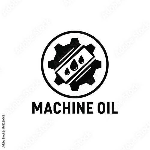 Vector illustration of machine oil logo with gear and oil droplets symbol