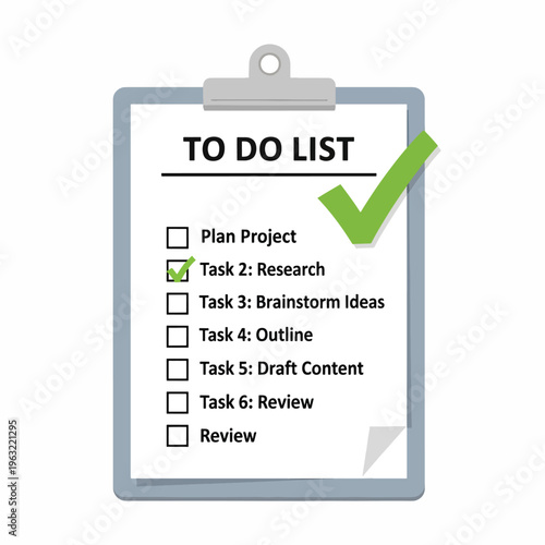 Checklist on clipboard with green checkmark and to do list