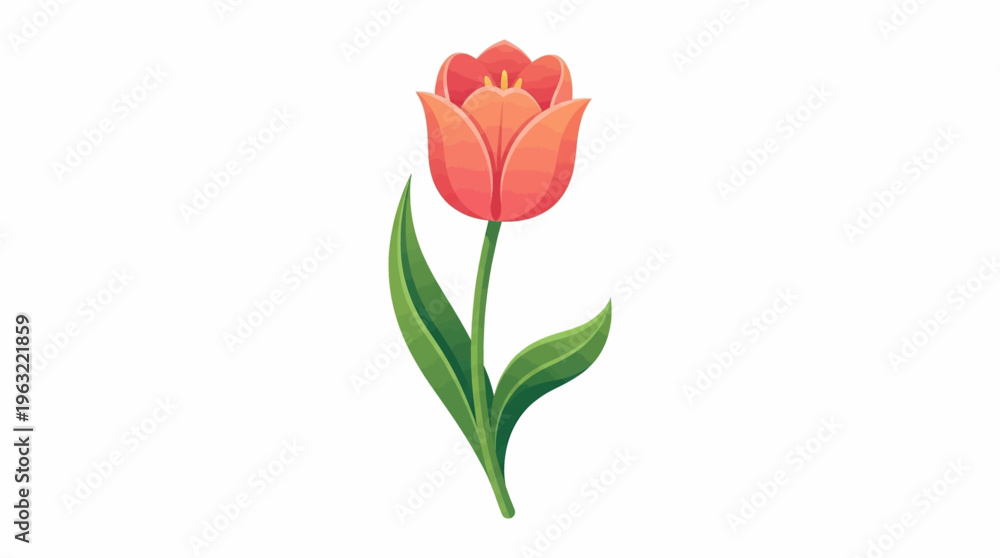 Obraz premium tulip flower vector illustration with a single blooming bud