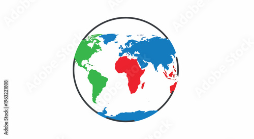 Colorful illustration of the world map with continents highlighted