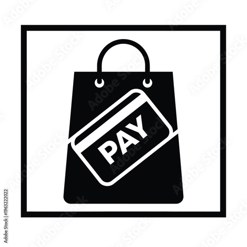 Vector illustration of pay card in shopping bag for e commerce and payment concepts