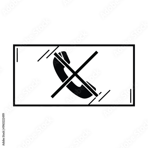 Vector illustration of no signal or no phone service symbol in black and white