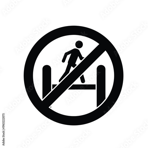 No trespassing vector illustration of a person jumping over fence