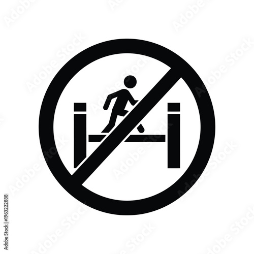 No trespassing vector illustration of a person jumping over a fence with a prohibited sign