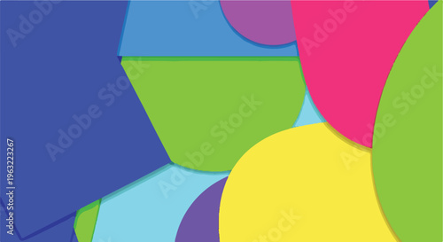 Colorful, geometric abstract of layered shapes and vivid tones