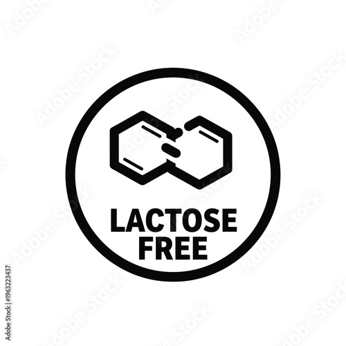 Lactose free vector illustration of a molecular structure icon for food and dairy products labeling