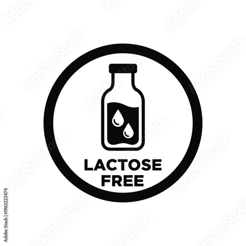 Lactose free vector illustration of a milk bottle icon in a circle