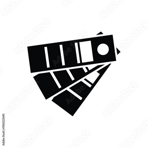 Vector illustration of a film strip icon in black and white