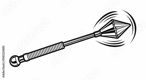 Black and white illustration of a throwing spear in motion