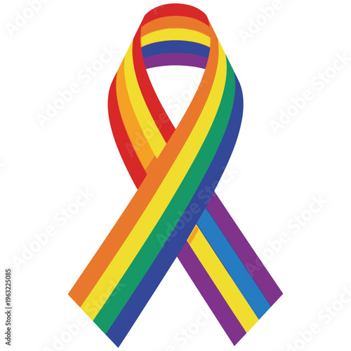 Vibrant rainbow awareness ribbon symbolizing lgbtq pride and support in a colorful vector graphic illustration design