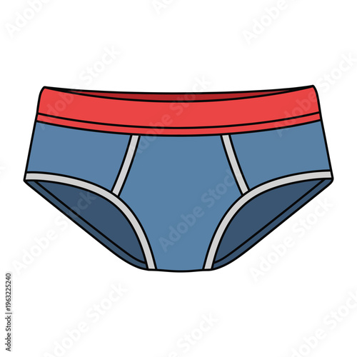 Blue men s underwear with red waistband and white trim