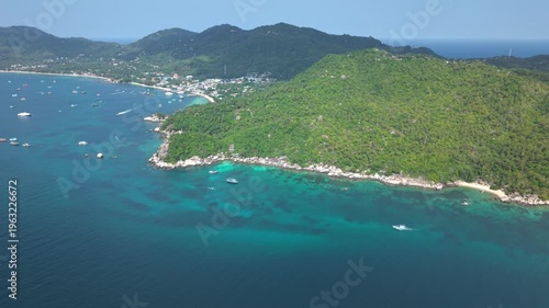 Aerial View of Ko Tao West Coast and Coastline Thailand