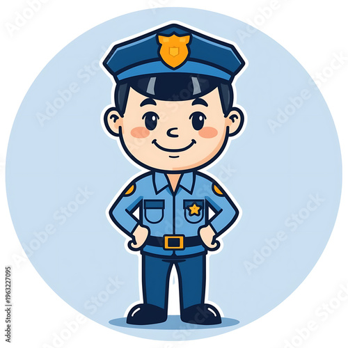 Cute Police Officer Mascot Character in Uniform Law Enforcement Vector Illustration