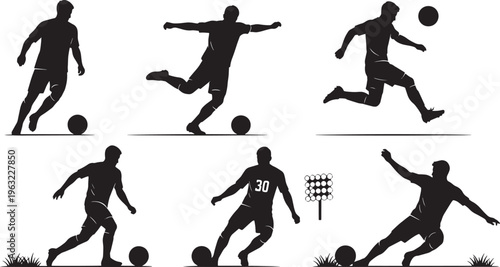 Diverse collection of silhouetted figures demonstrating various yoga poses, including meditation, balance, and stretching, perfect for wellness and fitness themes