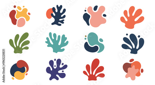 Vibrant abstract shapes in various colors and designs