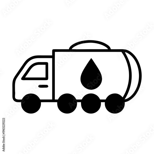 Tanker Truck Icon - Fuel and Liquid Logistics Line Art