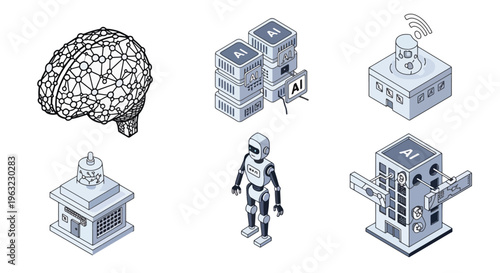 Robot and servers with brain network infrastructure concept