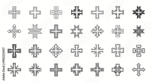 cross symbol icons set for logo design and branding