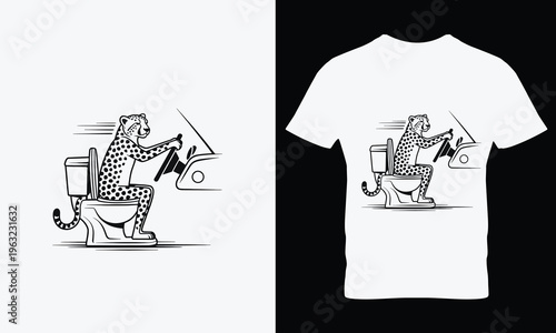 Cheetah sitting on toilet driving car spots