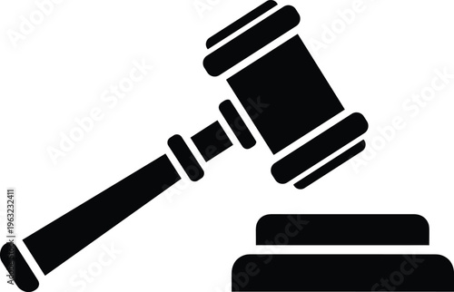 Judge gavel silhouette illustration, law justice artwork, legal authority design collection, black white figure set, stylized courtroom profiles