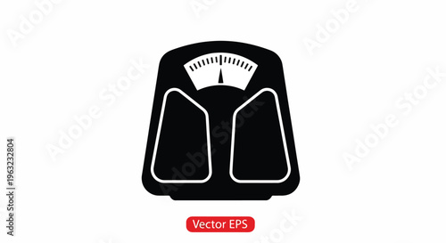 Black silhouette of a bathroom scale on a white background