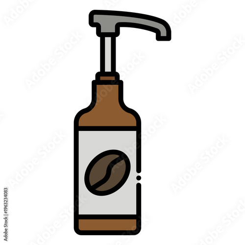 Coffee Syrup Bottle with Pump Dispenser Icon