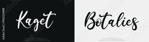 Kaget Botalies, Script beauty luxury font alphabet logo. Typography beautiful fashion elegant classic letters serif italic fonts decorative wedding vintage blossom logos. vector illustration
