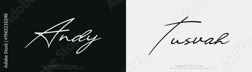 Andy Tusvah, Beauty Luxury Script font alphabet logo. Typography beautiful fashion elegant classic letters serif italic fonts decorative wedding vintage retro logos. vector illustration

