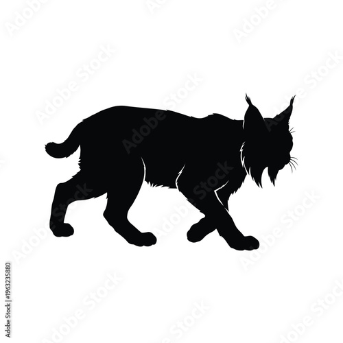 Black silhouette of a walking cat animal